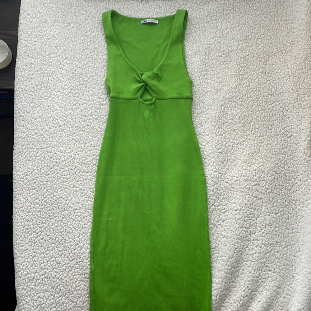 bright green Zara midi dress; worn once